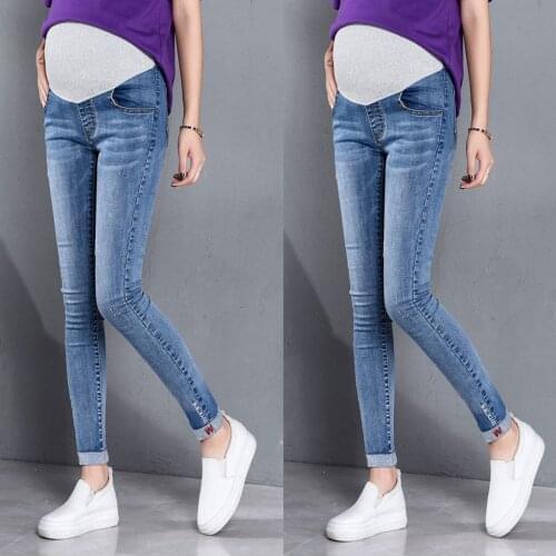 Denim Maternity Long for Pregnant Women Clothing Pregnancy Cotton Clothes Short Belly Ripped Jeans Pants Gravida Trouse 2020