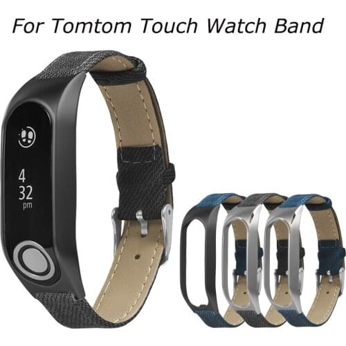 Denim Watch Strap Bracelet with Metal Case Wrist Watch Band for Tomtom Touch Smart Accessories