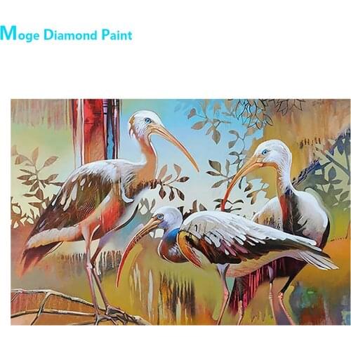 Heron Bird Diamond Painting Oil Animal Abstract Round Full Drill Nouveaute DIY Mosaic Embroidery 5D Cross Stitch Home Gift