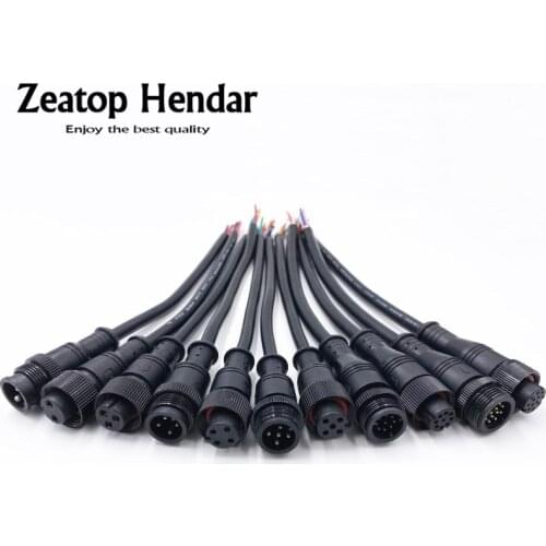10Pair M16 Waterproof 2 3 4 5 9 12 Pin IP68 Power Cable Wire Plug for LED Strips Male Female Jack Connector 18MM Nut Metal Screw