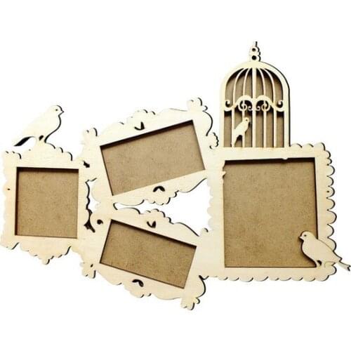 Ç6 Bird Caged Picture Frame Wooden Object paintable decorative objects декоративные предметы под роспись