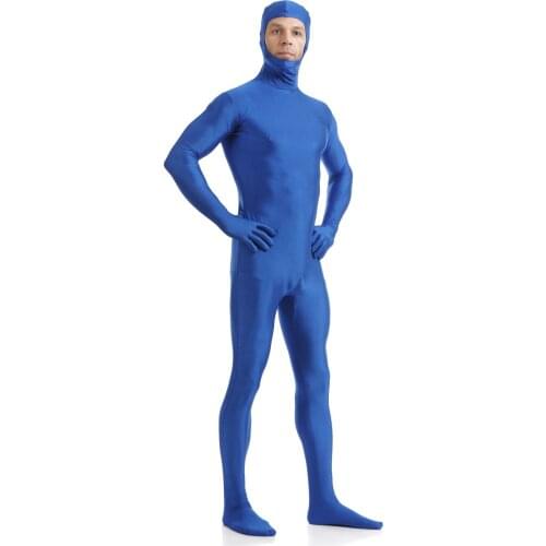 Zentai Hero Second Skin Tight Suits Lycra Zentai Suit Blue Open Face Spandex Unitard Cosplay Custom Made Costume