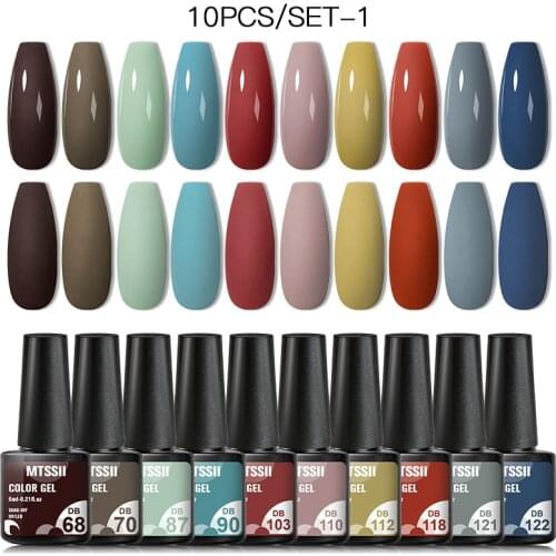 Mtssii Nail Gel Polish Set 10PCS Kit Semi Permanent Soak Off Base Top Coat For Manicure Hybrid Varnishes Art Decoration