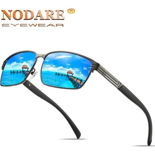 NODARE Brand 2020 Fashion Sunglasses Men Polarized Square Metal Frame Male Sun Glasses Driving Fishing Eyewear zonnebril heren