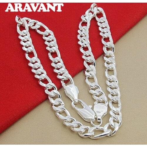 925 Silver 55CM Sideways Necklaces For Men Fashion Silver Necklace Jewelry
