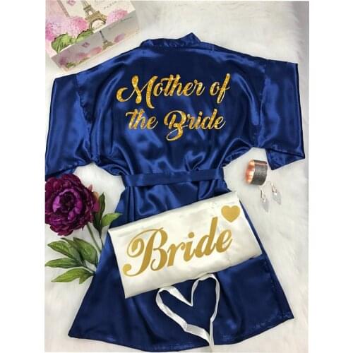 Customize Wedding Day bride Bridesmaid Bachelorette bridal shower Lingerie satin pajamas robes kimonos gowns gifts party favors