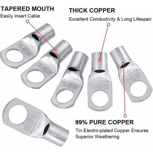 Hot SC70-8 Bolt Hole Tinned Copper battery cable lugs Ring Seal Bare Wire Connector crimp terminal block Electrical Supplies