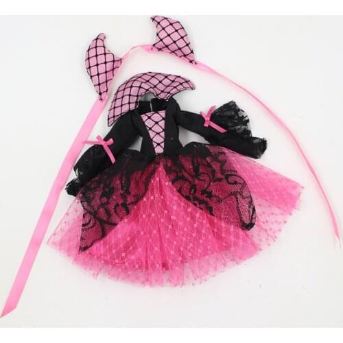 Outfits for Blyth doll A set of little Pink Devil dress with hairband Halloween cosplay for 1/6 Joint doll