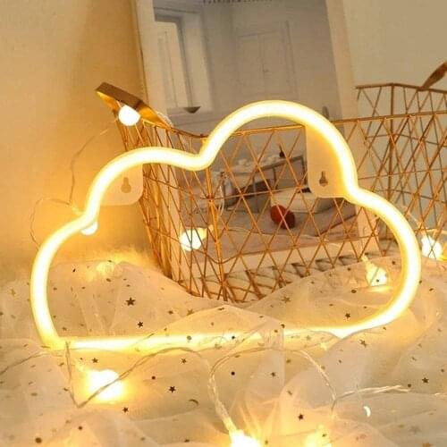 Battery/USB Operated Cloud Neon Light Signs Night Light Art Decorative Lights Wall Lamp for Kids Baby Room Holiday Lighting Xmas