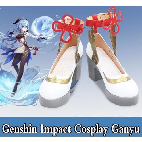 Game Genshin Impact Cosplay Ganyu Shoes Genshin Impact GANYU Wig Cosplay Gradual Blue Long Wig Adult Halloween Role Play