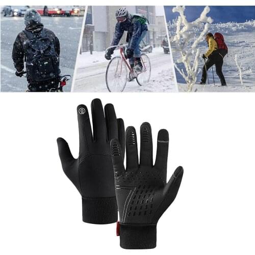 Waterproof Winter Warm Gloves Cycling Glove Anti-slip Thermal Fleece Touch Screen Glove Full-Finger Skiing Glove M- XL