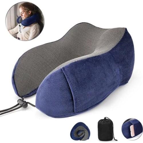 Travel Pillow 100% Pure Memory Foam Comfortable Neck Pillow Washable Breathable Cover Portable Airplane Travel Pillow Kit