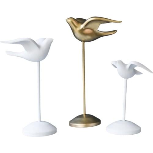 Nordic Gold Figurines Miniatures Ceramic Cute Bird Creative Handmade Figurines Miniatures Simple Adornos Home Improvement DG50FM