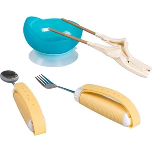 Elderly Folding Dedicated Tableware Stroke Stabilization Spoon Fork Rehabilitation Food Aid Chopsticks Suction Cup Sprinkler Bow