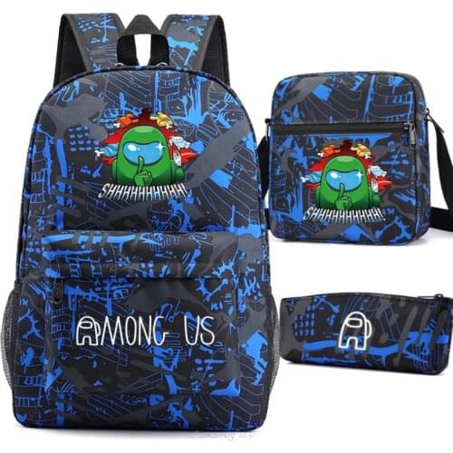 Among Us School Bag Students Kids USB Backpack 3pcs Teenager Backpacks Fashion Childrens Among Us Schoolbag