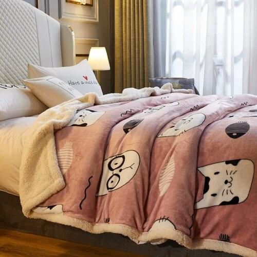 New Blanket thickening faux lamb wool winter nap cover coral fleece warm flannel duvet cover comfortable