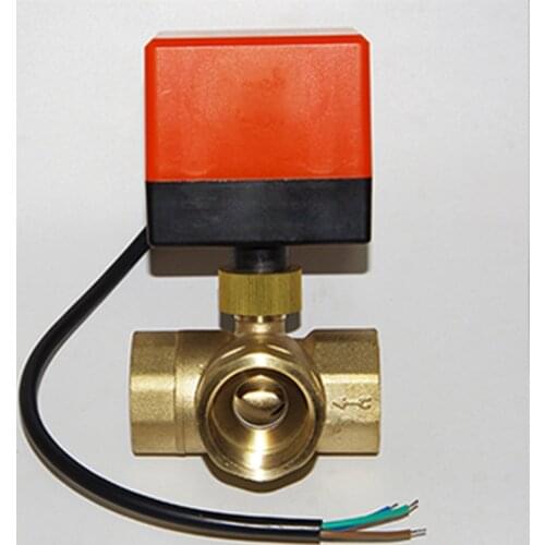 Three-way AC220V DN32 ball valve solar water heater fan coil electric actuator brass ball valve