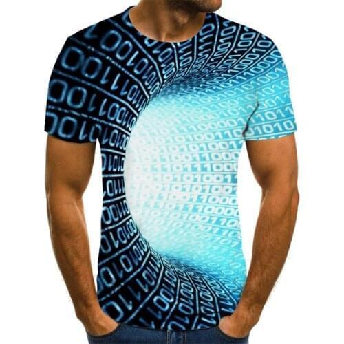 Three-dimensional Tunnel Graphic T-shirt Harajuku Casual Tops 3d Lattice Men T Shirt Plus Size Round Neck Summer Shirt Men Cloth