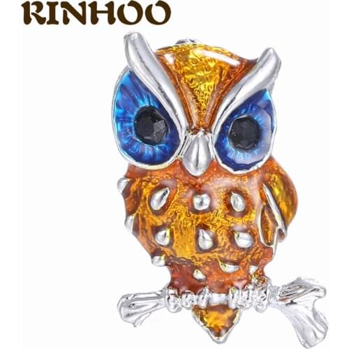 Vintage Blue Zircon Big Eye Owl Brooch Rhinestone Bird Brooches For Women Silver Color Pin Fashion Party Gift Statement Jewelry