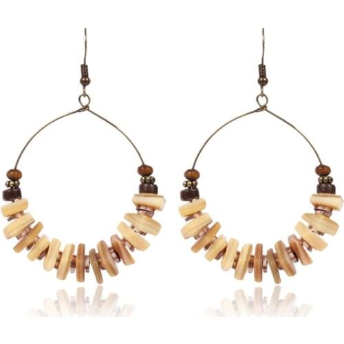 HC Bohemian Acrylic Gem Round Drop Earrings Vintage Bead Dangle Earrings Long Boho Jewelry Women Fashion Stone Big pendientes F