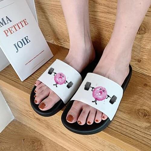 2021 New Fashion Slippers For Lady Girls Cute donut weightlifting Summer Beach Fashion Open Toe Slippers Womens Non-slip Slides