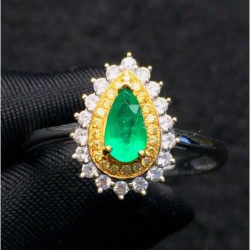 Fine Jewelry Real Pure 18 K White Gold 100% Natural Emerald Gemstone 0.5ct Diamond Females Wedding Rings for Womens Fine Rings