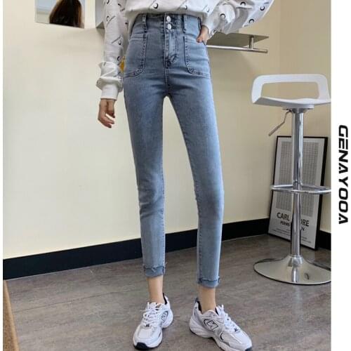 Genayooa Skinny Jeans Woman 2020 Streetwear Slim Jeans Women High Waist Trousers Bodycon Push Up Pencil Pants Mujer Fashion