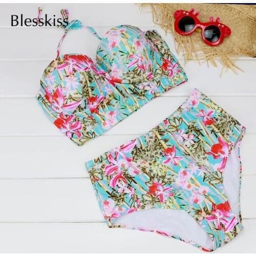 Clearance Sale Push Up Bikini Women High Waist Swimsuit Printed Pinup Bathing Suit Two Piece Swimming Suit For Women Swimwear