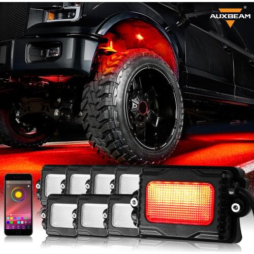 1 Set LED Rock Lights RGBW Multi-colors Decorative Atmosphere Hub Lamp bluetooth Control For Jeep Offroad Truck UTV Wheel Light
