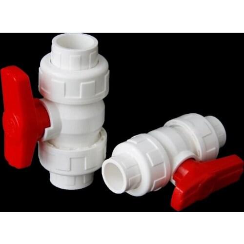 1pc PVC Ball Valve Inner Diameter 20-75mm Garden PVC Valve High Quality White/Grey UPVC Connectors for Pipe Connection