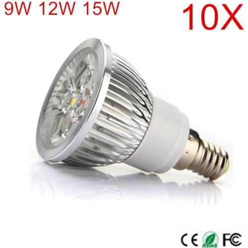 10PCS Super Bright E14 9W 12W 15W LED Spot Bulbs Light AC85-265V Led Bulb Warm/Cool White LED Spotlight
