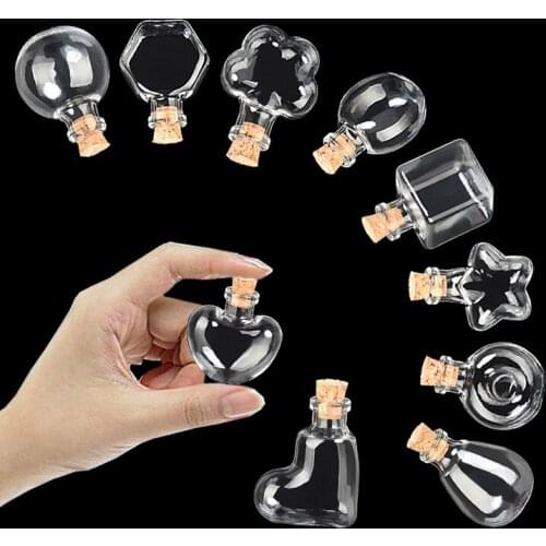 Mini Glass Cork Bottle Pendants Necklace for Christmas Gifts Jars Perfume Vials Fashion Jewelry 100pcs
