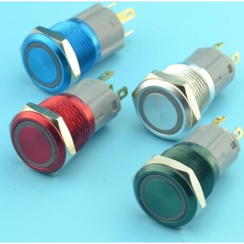 16mm momentary 12V illuminated push button switch