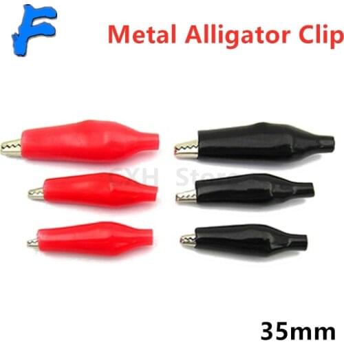 20pcs 35MM Metal Alligator Clip G98 Crocodile Electrical Clamp Testing Probe Meter Black Red with Plastic Boot Car Auto Battery