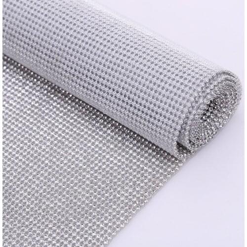 3mm 28x45CM Iron On Aluminium Rhinestone Mesh Sheet,Sew On Crystal AB Rhinestone Sheet for Bag,Clothing,Shoe LSRS91901