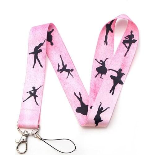 30pcs Ballet girl Neck Strap Lanyard keychain Mobile Phone Strap Badge Holder Rope Chain Keyring cosplay Accessorie Gift webbing