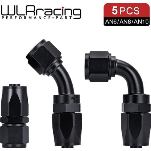5 Pieces AN4 AN6 AN8 AN10 Straight 45 90 180 Degree Oil Fuel Swivel Hose End Fitting Oil Hose End Adaptor Kit Factory Supply