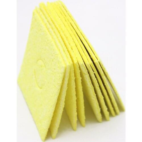 5pcs/lot Thicker 6cm*6cm*2mm thicken yellow Soldering Iron Solder Tip Welding Cleaning Sponge