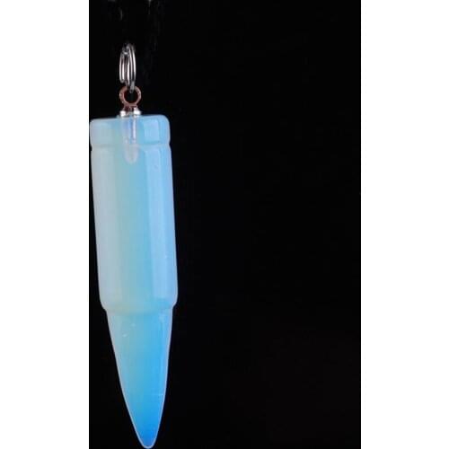 5Pcs Natural White Opal Gem Stone Bead Healing Bullet Shape Point Chakra Pendant QN3441