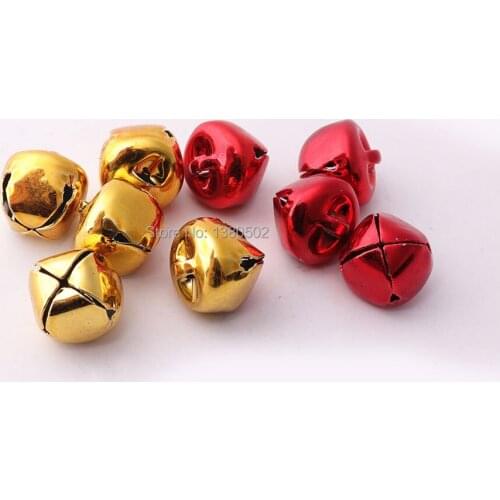 50pcs/lot 12mm Red and Gold color Metal Small Bell Jingle bell for Merry Christmas Decoration Jewelry Accessories