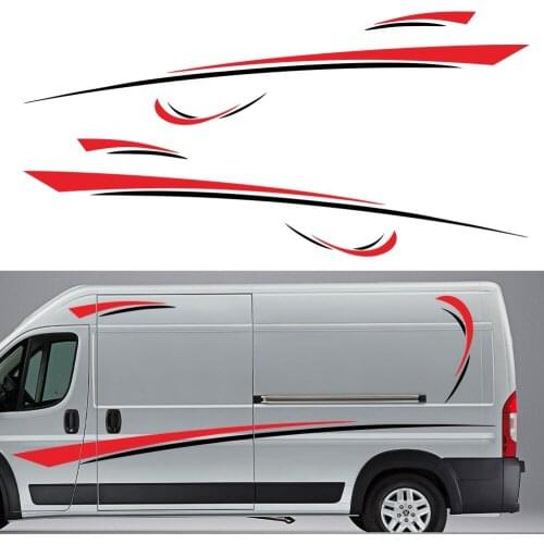 6PCS Fashion Racing Stripe Car Sticker Vinyl Stripe Camper Decal VW T5 T6 Peugeot Boxer Citroen Jumper Fiat Ducato Accessories