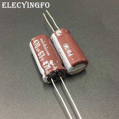 5pcs/50pcs 470uF 63V NICHICON PW Series 12.5x25mm Low Impedance Long Life 63V470uF Aluminum Electrolytic capacitor