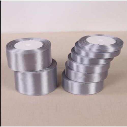 25Yards Silver Gray Silk Satin Ribbon Wedding Party Decoration Gift Wrapping Christmas New Year Apparel Sewing Fabric