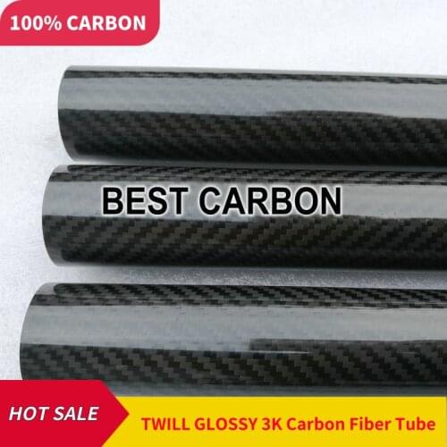 Free shiping OD22mm to OD 28mm with 500mm length High Quality Twill glossy 3K Carbon Fiber Fabric Wound Tube