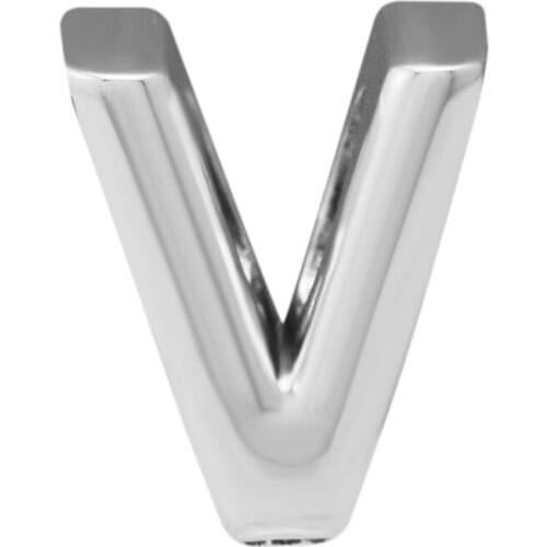 Genuine 925 Sterling Silver Letter V Charm Alphabet Beads Fit Women Charms Bracelet DIY Jewelry Wholesale Letterkralen pulsera