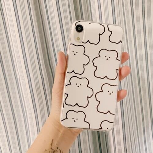 Cartoon Animal Phone Case For iPhone 12 XR X Xs max 11 Pro Max Case For iPhone 7 8 SE Plus Creative Cover Ins Case White Bear