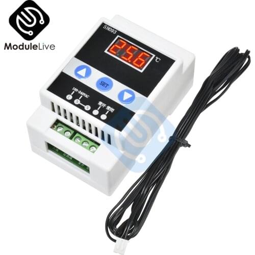 AC 110-240V Guide Rail Thermoregulator LED Digital Temperature Controller Thermostat Heating For Aquarium Incubator Refrigerator