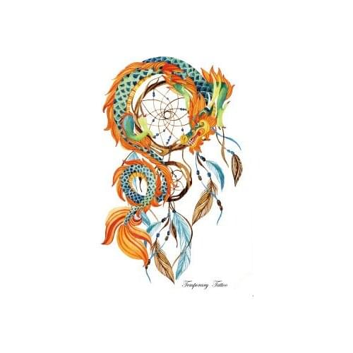 Color Loong Dreamcatcher Feather Tattoos Stickers Women Body Waist Arm Art Tattoos Temporary Girls Butterfly Tatoos Rose Chains