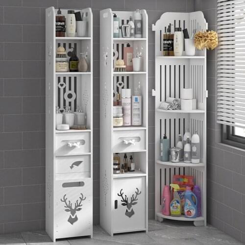 Wood plastic toilet bathroom shelf floor toilet corner shelf wash gargle cosmetics storage rack bathroom organizer space saving