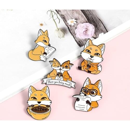 Cartoon Fox Series Enamel Pins Custom Mini Animal Brooches for Kids Friends Bag Lapel Pin Little Fox Badges Jewelry Wholesale